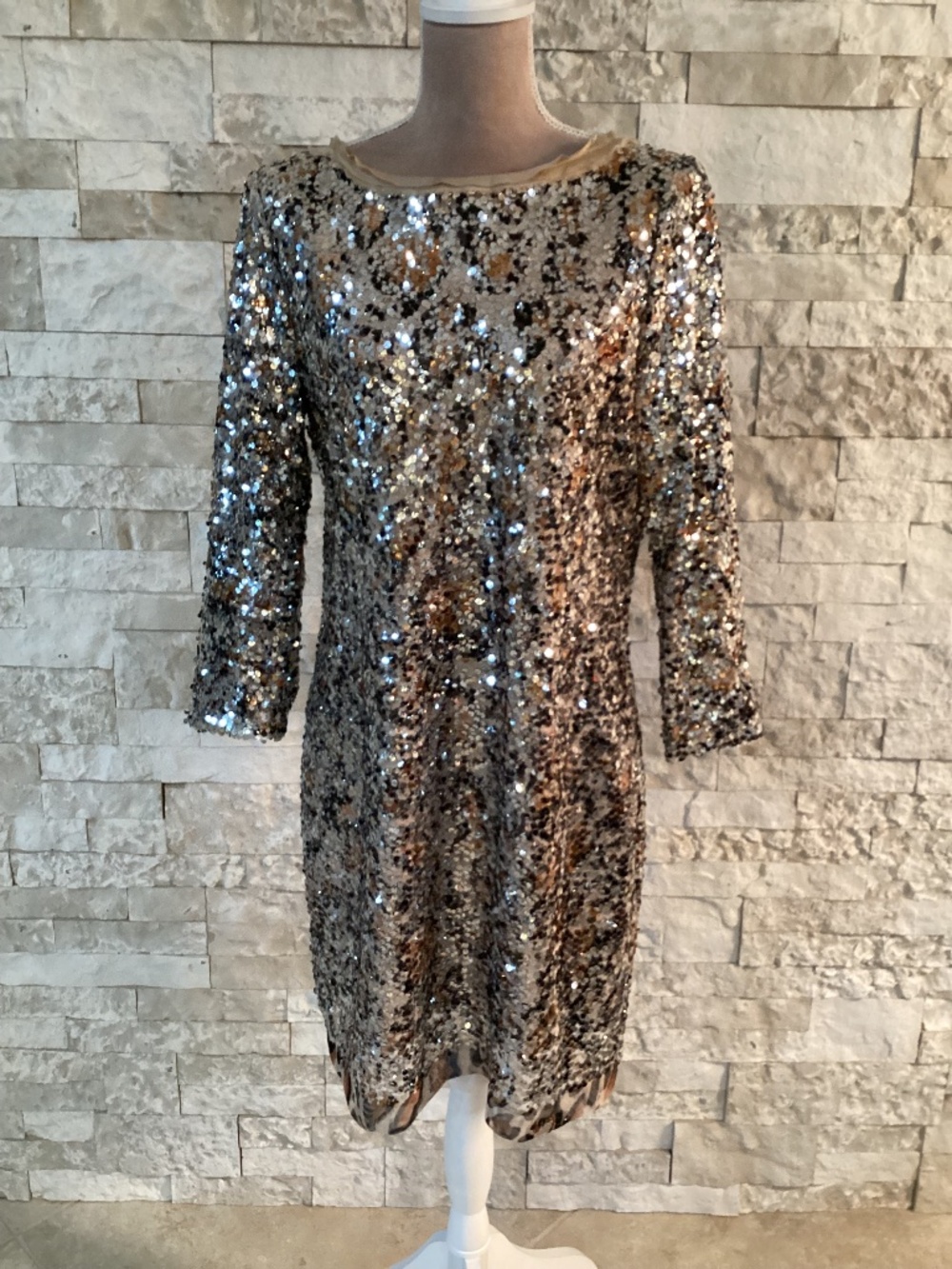 Elie Tahari Amelie Sequin Leopard Shift Dress Size 10